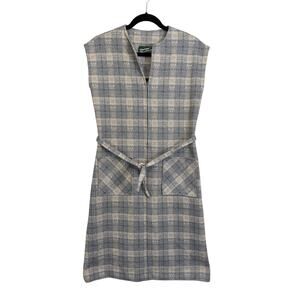 Vtg Sherri Lynn II Plaid Sheath Dress Gray Medium